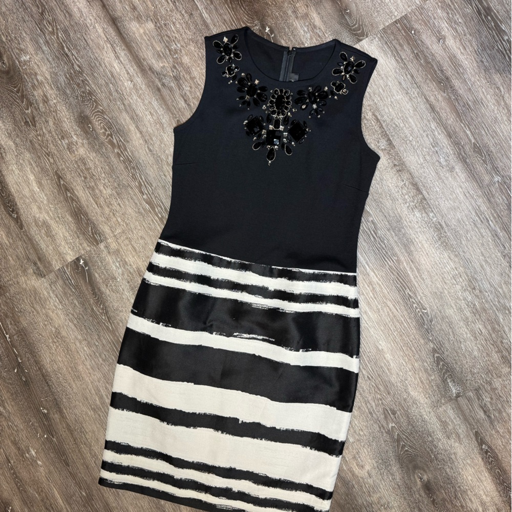 St. John Black and White Striped Dress - Picture 1 of 4
